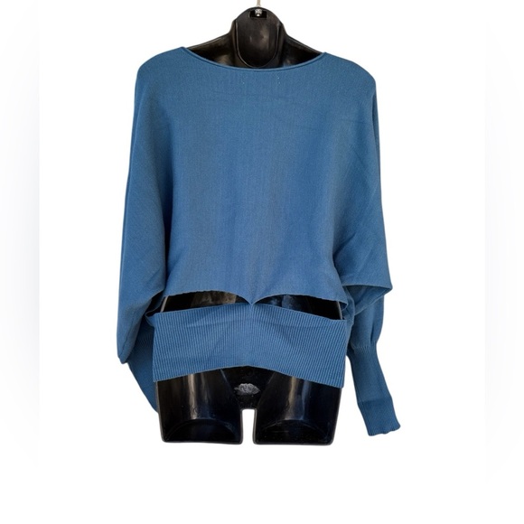 Anthropologie Modern Off-The-Shoulder Sweater TURQUOISE size L preloved - Picture 7 of 11